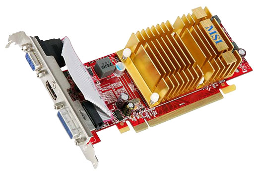   MSI Radeon HD 4350 600 Mhz PCI-E 2.0 512 Mb 800 Mhz 64 bit DVI HDMI HDCP (R4350-MD512H)  2