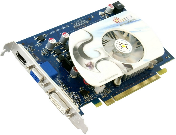   Sparkle GeForce GT 220 625 Mhz PCI-E 2.0 1024 Mb 790 Mhz 128 bit DVI HDMI HDCP DDR3 (SXT2201024S3-NM)  2