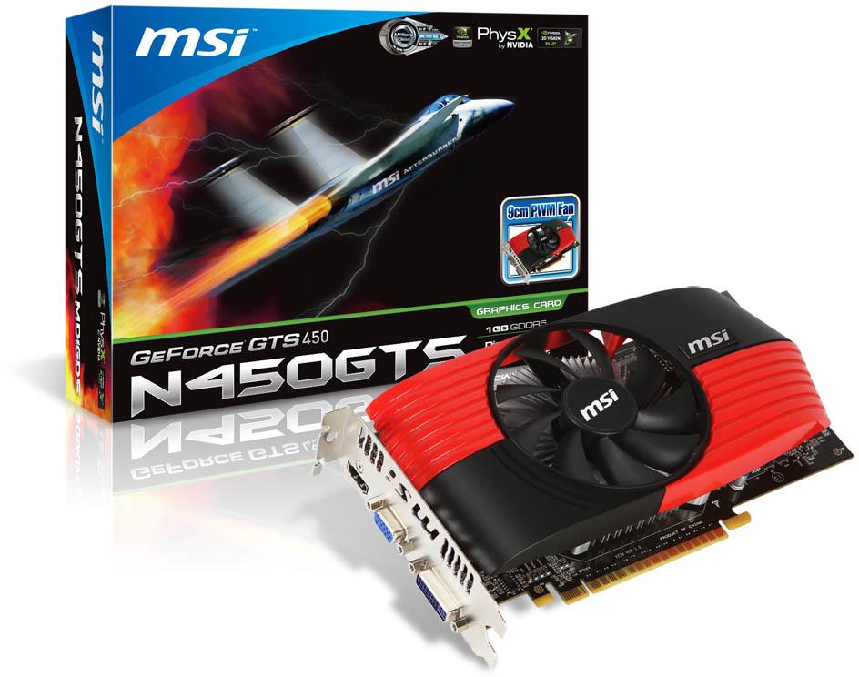   MSI GeForce GTS 450 783Mhz PCI-E 2.0 1024Mb 3608Mhz 128 bit DVI HDMI HDCP (N450GTS-MD1GD5)  3