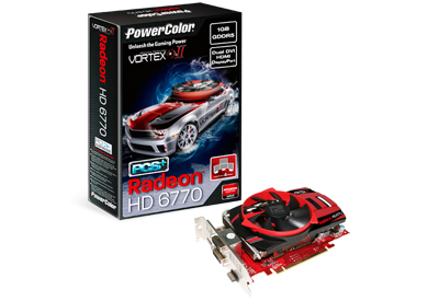   PowerColor Radeon HD 6770 900Mhz PCI-E 2.1 1024Mb 4900Mhz 128 bit 2xDVI HDMI HDCP Dirt3 (AX6770 1GBD5-PPVG)  2