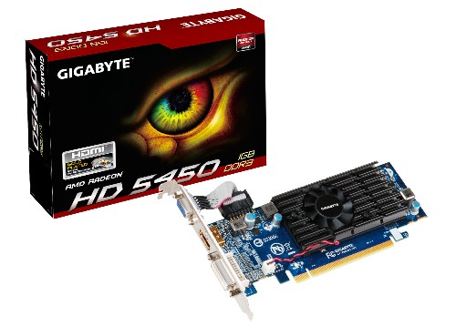   Gigabyte Radeon HD 5450 650Mhz PCI-E 2.1 1024Mb 1333Mhz 64 bit DVI HDMI HDCP (GV-R545D3-1GI)  2