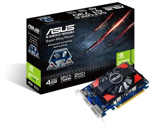   Asus GeForce GT 730 700Mhz PCI-E 2.0 4096Mb 1100Mhz 128 bit DVI HDMI HDCP (GT730-4GD3)  2