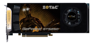   Zotac GeForce GTS 250 738 Mhz PCI-E 2.0 512 Mb 2200 Mhz 256 bit 2xDVI TV HDCP YPrPb (ZT-20101-10P)  1