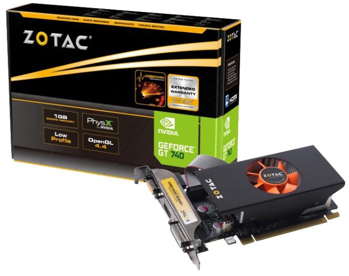 Zotac GeForce GT 740 993Mhz PCI-E 3.0 1024Mb 5000Mhz 128 bit DVI HDMI HDCP Low Profile