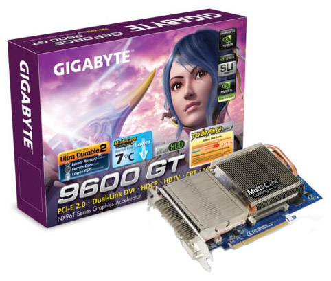  Gigabyte GeForce 9600 GT 650 Mhz PCI-E 2.0 1024 Mb 1800 Mhz 256 bit 2xDVI TV HDCP YPrPb