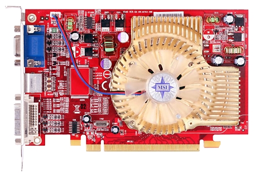 MSI Radeon X1600 Pro 500 Mhz PCI-E 256 Mb 800 Mhz 128 bit DVI TV YPrPb