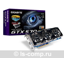   Gigabyte GeForce GTX 570 780Mhz PCI-E 2.0 1280Mb 3800Mhz 320 bit 2xDVI Mini-HDMI HDCP (GV-N570OC-13I)  1