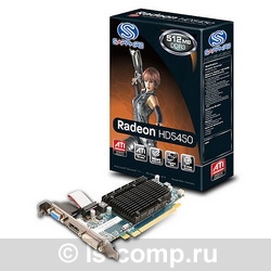   Sapphire Radeon HD 5450 650 Mhz PCI-E 2.1 512 Mb 1600 Mhz 64 bit DVI HDCP (11166-00-20R)  1