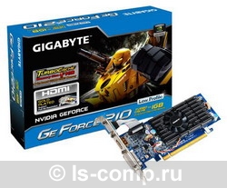   Gigabyte GeForce 210 590 Mhz PCI-E 2.0 512 Mb 1600 Mhz 64 bit DVI HDMI HDCP (GV-N210TC-1GI)  1