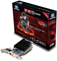  Sapphire Radeon HD 4350 600 Mhz PCI-E 2.0 512 Mb