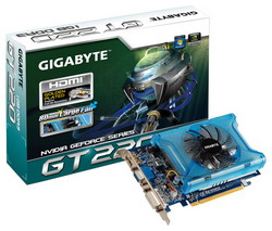  Gigabyte GeForce GT 220 720Mhz PCI-E 2.0 1024Mb 1600Mhz 128 bit DVI HDMI HDCP*