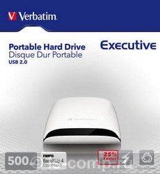 ������ ������� ������� ���� Verbatim Executive White 2.5" USB 2.0 500 �� (47589) ���� 2